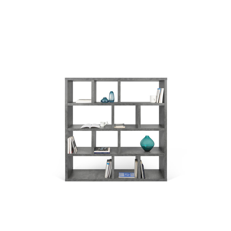 Sighfrith 159cm H x 150cm W Standard Bookcase, Concrete/Black