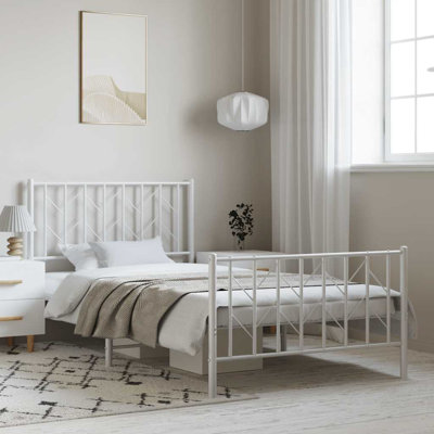 Istvan vidaXL Metal Bed Frame with Headboard, Under Bed Storage, Noise Free, No Mattress