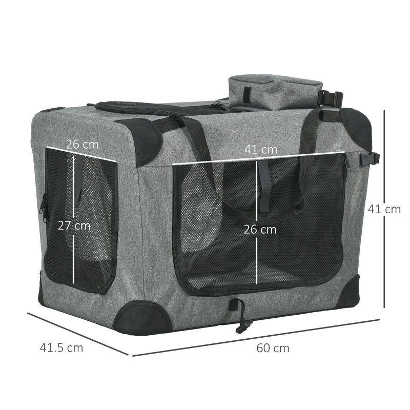 Collapsible Vehicle Travel Carrier,Carrier with 3 Doors, 41cm H x 60cm W x 41.5cm D 