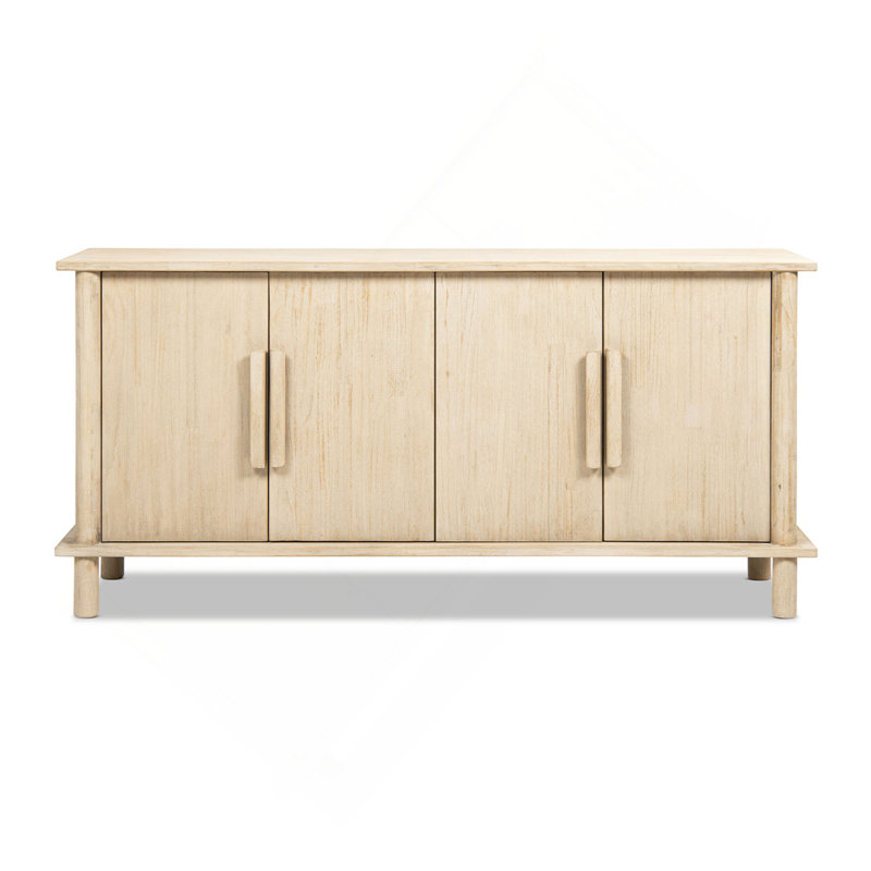 Buffet 71 po à 4 portes en bois de pin récupéré naturel et cérusé récupéré 71 po