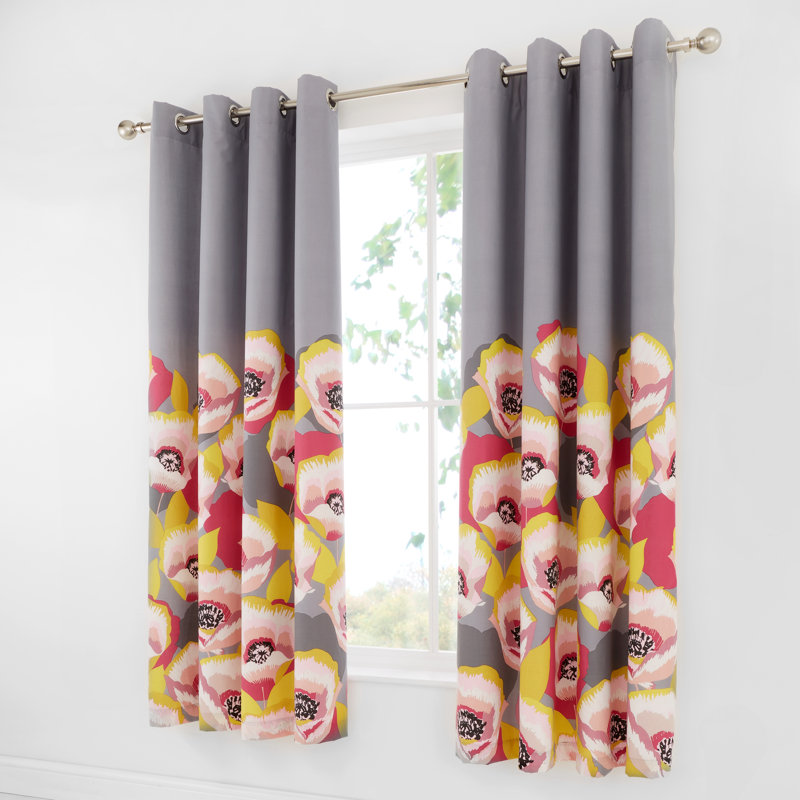 Modernist Poppy Eyelet Room Darkening Curtains