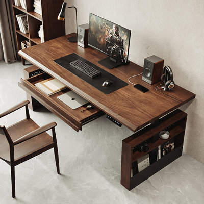 Bureaux rectangulaires en bois massif brun noisette