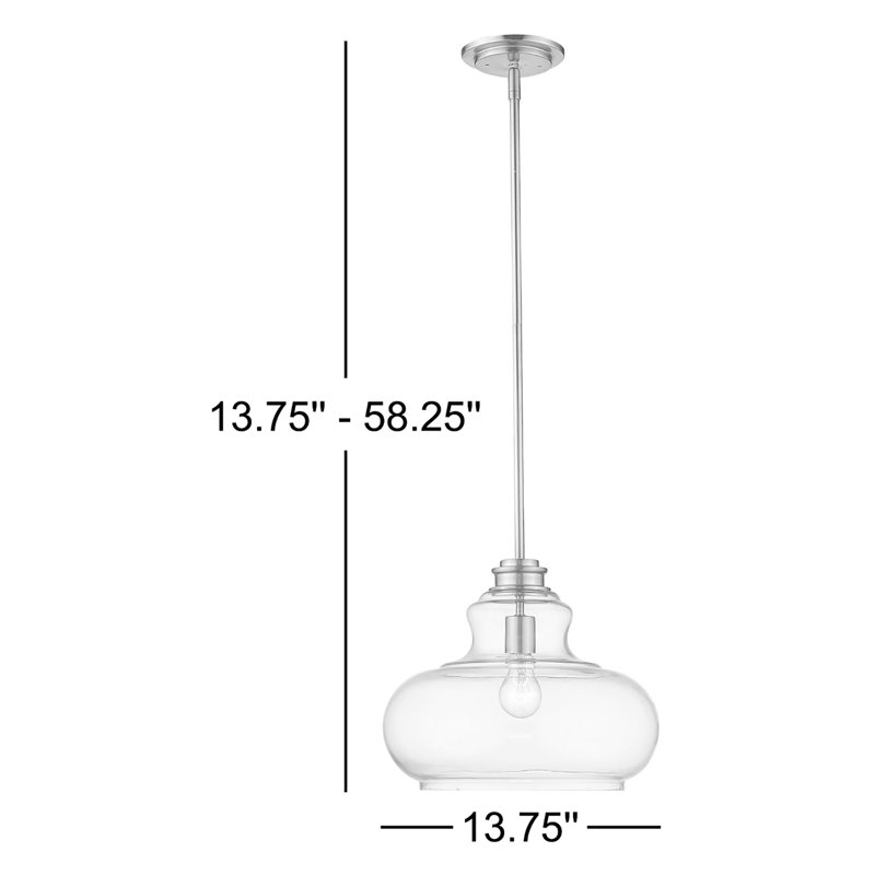 Luminaire suspendu simple à 1 lumière Perrysburg, Nickel satiné