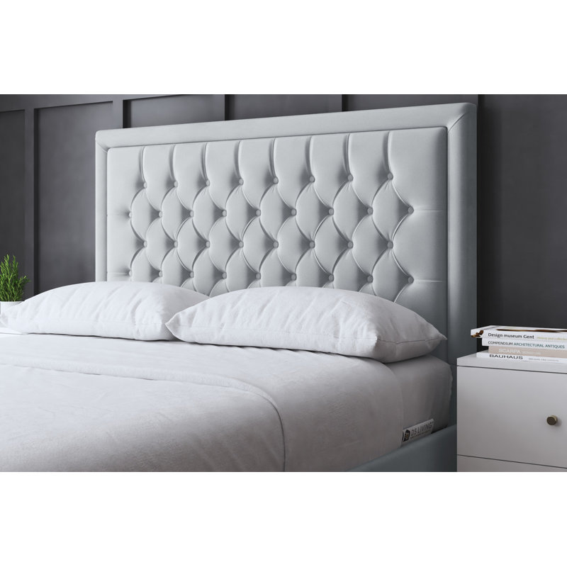 Allegra Upholstered Ottoman Bed with Headboard, Super King (6'), Silver