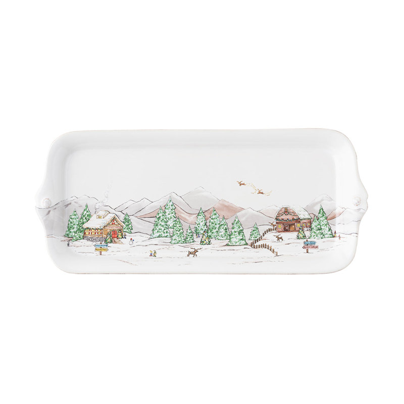 North Pole Ceramic Winter Holiday Hostess Tray