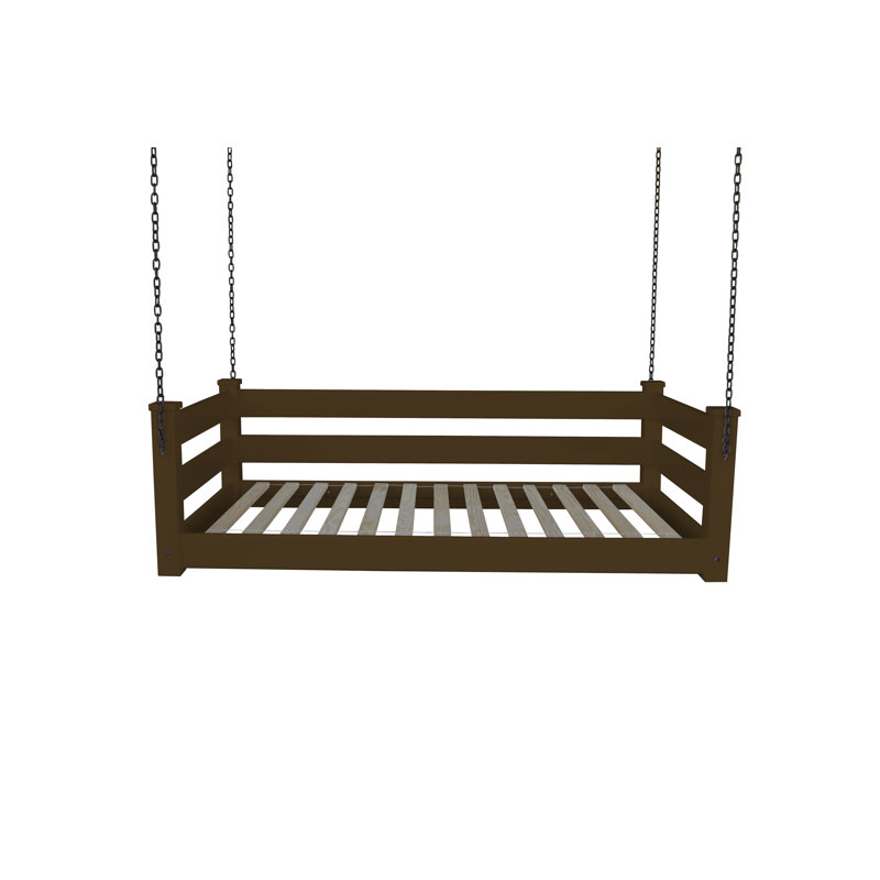 Adrow Solid Wood Hanging Daybed, Twin, Coffee