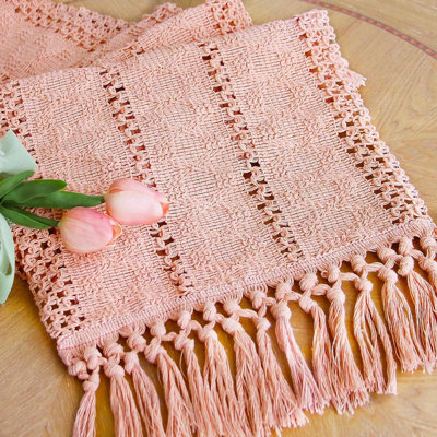 Chemin de table d'été vert 72 pouces de long pour la décoration d'été Chemin de table en macramé pour décoration intérieure