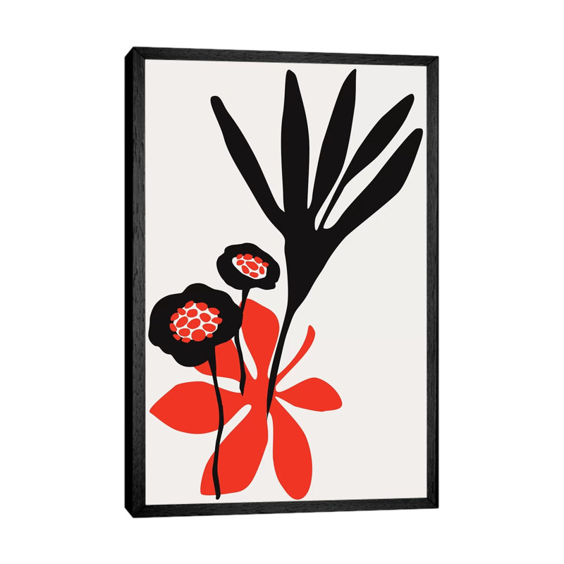 Blossom Beauty - Red by Kubistika - Print on Canvas, Black Floater Framed, 101.6cm H x 66.04cm W x 3.81cm D