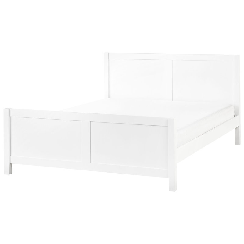 CHAMPAGNAT Solid Wood Bed, European Kingsize (160 x 200 cm), White
