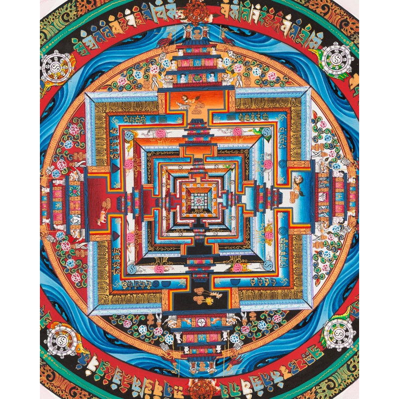 Kalachakra mandala avec lotus (Thangka sans brocart)