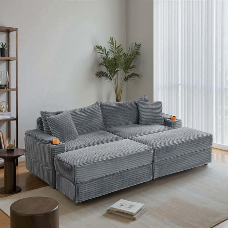Canapé modulaire inclinable 89 po, Gris