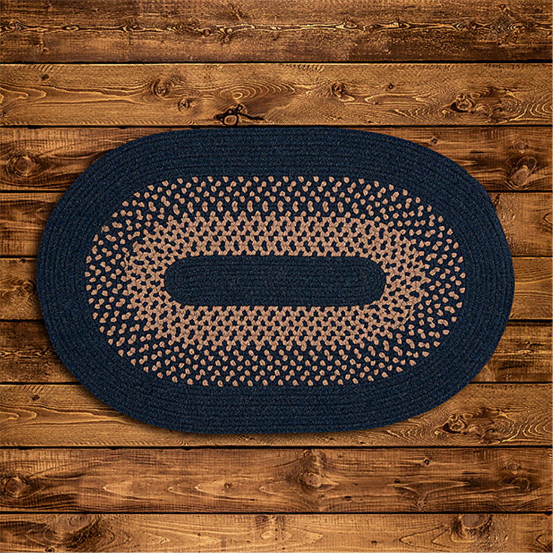 Tapis réversible en mélange de laine Lionel - Lune bleue, Ovale 2 pi x 5 pi