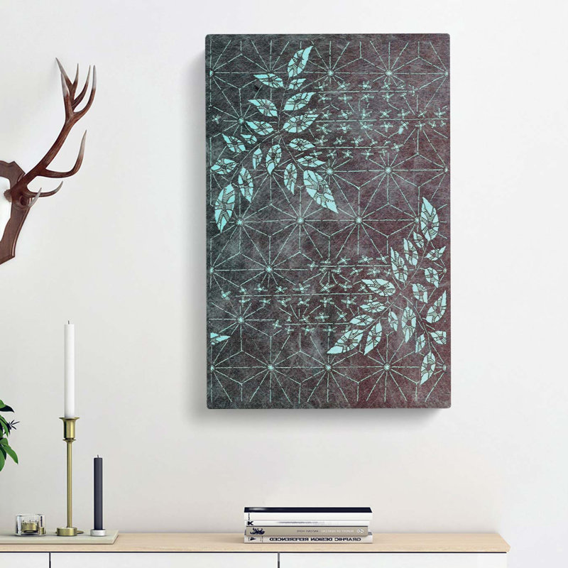 Japanese Geometric Leaf Design - Wrapped Canvas, 50cm H x 35cm W x 3cm D