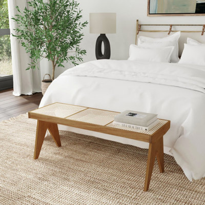 Frankie Wooden Bench With Cane Seat
