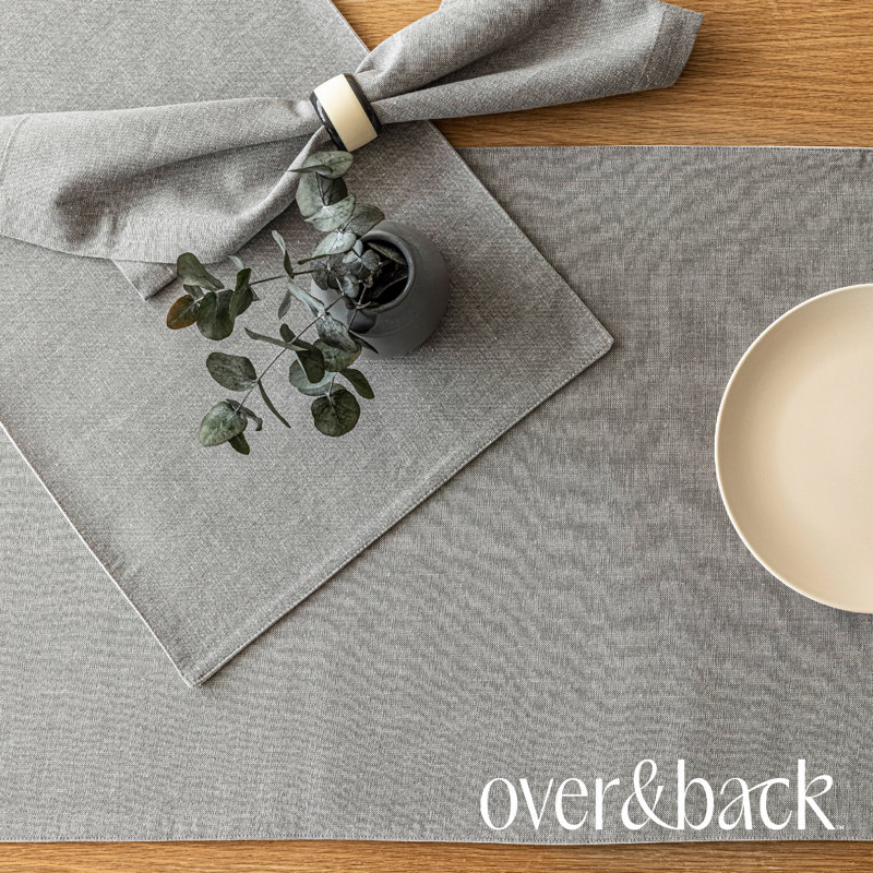 Over&Back Woven Chambray Table Runner, 18" W x 90" L, Gray