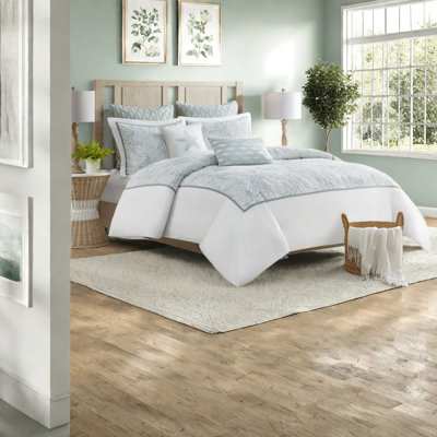 Coastal Inspired 100% Cotton Bedding Sets, Full/queen, Embroidered Duvet Cover With Shams