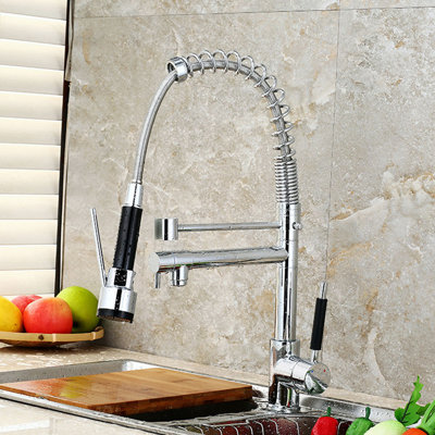 Commercial Chrome  LED Kitchen Sink Faucet Mixer Tap Pull Down Sprayer