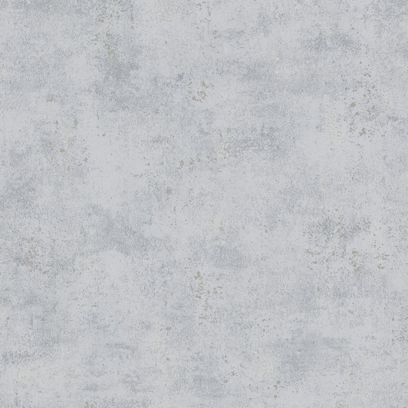 Textures Collection Industrial Distressed Plain Metallic Elements Finish Wallpaper Roll, Silver