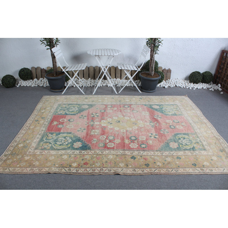 Grand tapis turc rétro Anatolian Oushak dans des tons de rose pâle - Idéal pour les espaces de chambre à coucher
