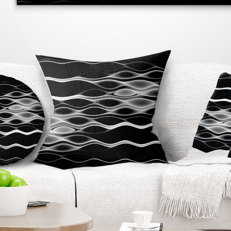 Motif de vagues blanches - motif abstrait à motif abstrait, 18 po x 18 po, Coussin décoratif