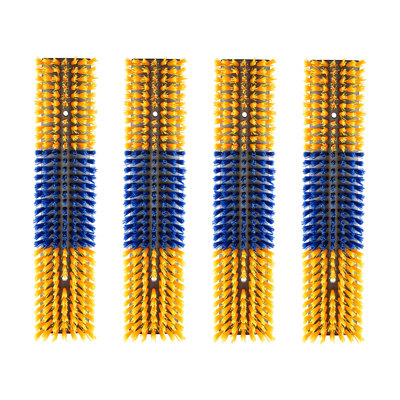 Livestock Scratching Brush,Goat Scratcher Brush Post with 16 Screws, 16.9"x3.9" Cow Scratcher for Back Itch Relief, Massage Grooming Scratch Tool for Horse Cattle Sheep Pig, Yellow & Blue