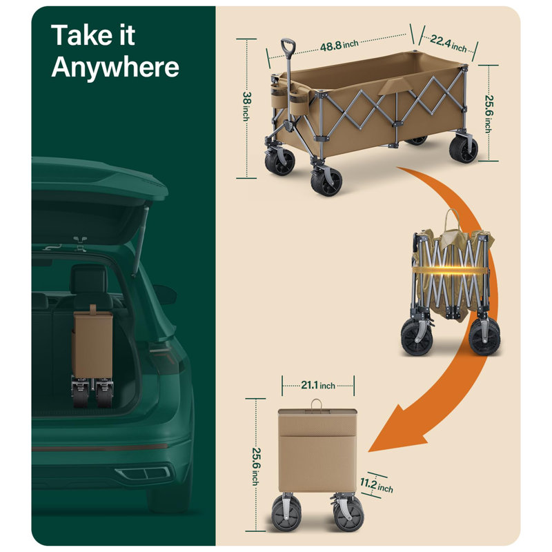 Chariot de chariot pliable 440Lbs, Brun