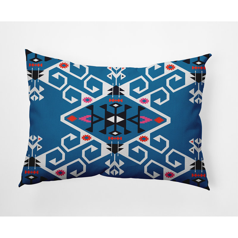Housse et insert de coussin rectangulaire d'extérieur Jodhpur Medallion, bleu