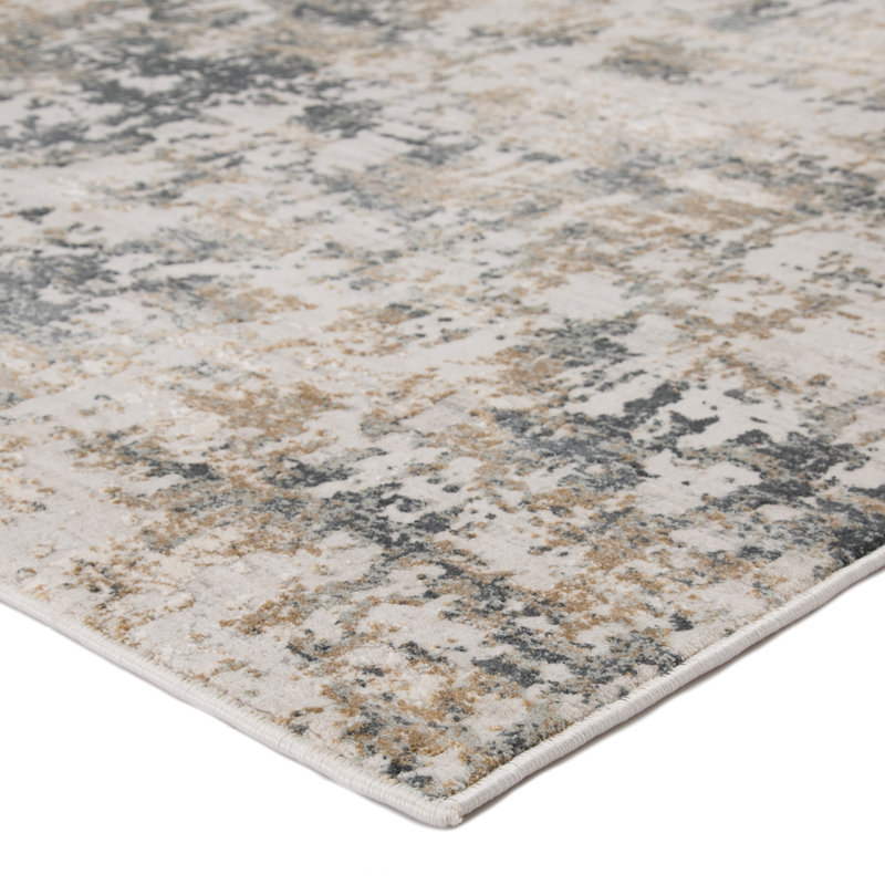 Tapis abstrait blanc, Rond 5 pi 11 po