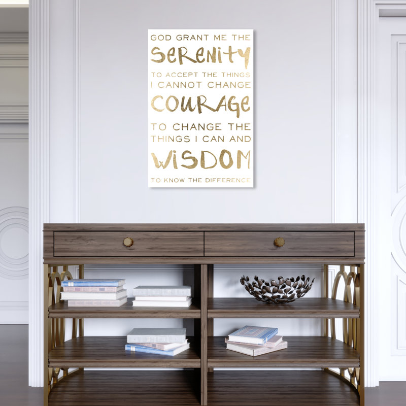 Serenity " Serenity Prayer And Courage Motivation ", Wrapped Canvas, 24" H x 16" W