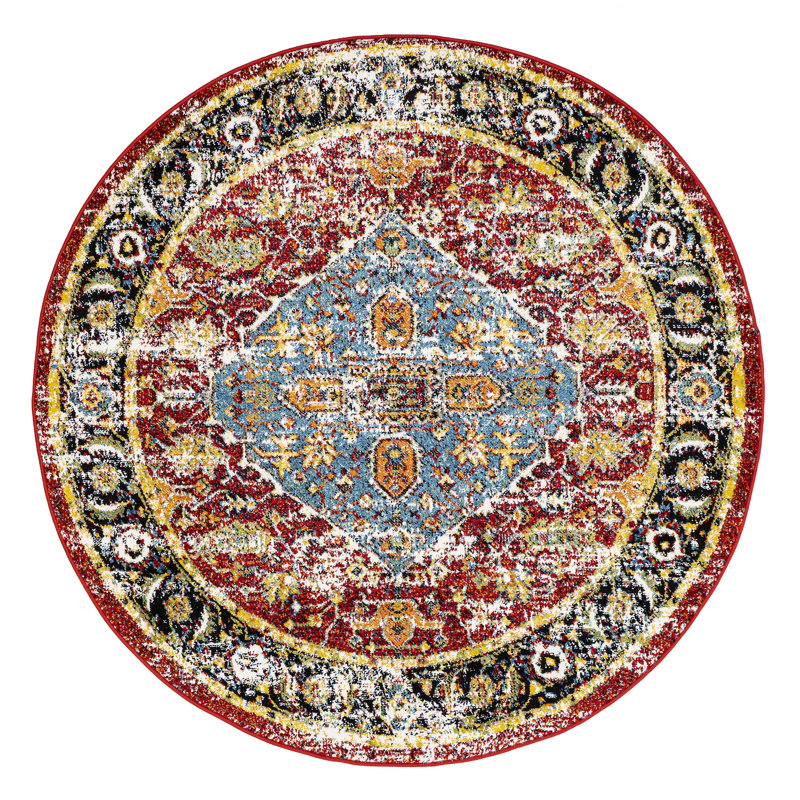 Maskell Southwestern Indoor / Outdoor Rug, Round 5'