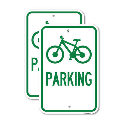 (2 Pack) D4-3 Bicycle Parking (Bicycle Symbol) Parking 12" X 18" Heavy-Gauge Aluminum Sign