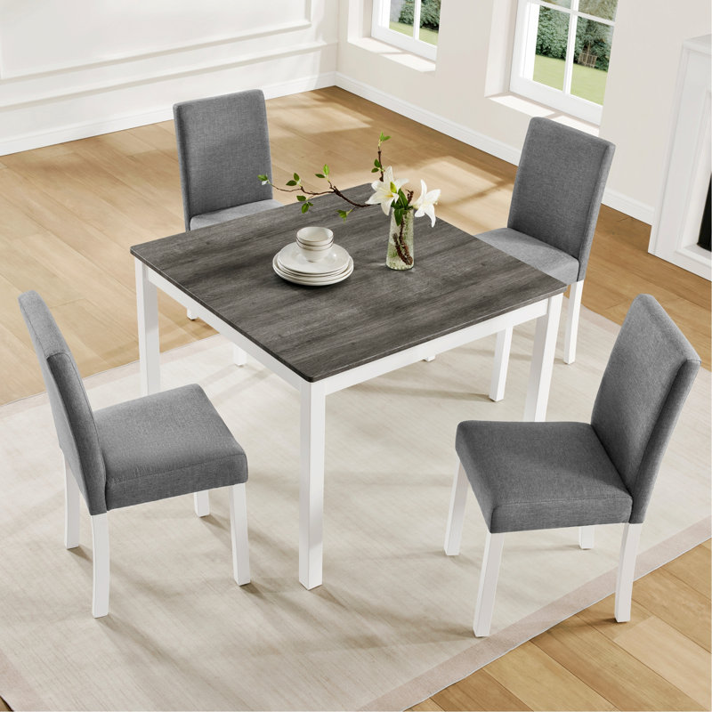 Ensemble de table de salle à manger 5 pièces, table de salle à manger avec 4 chaises, ensemble de table de salle à manger en bois pour la cuisine et la salle à manger
