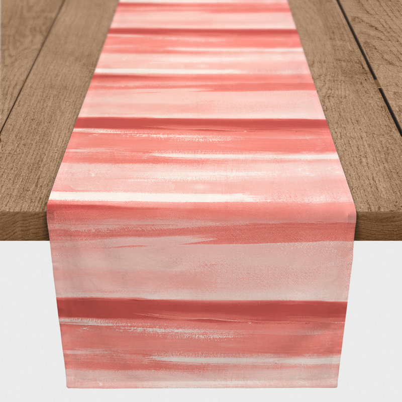 Chemin de table à rayures Neville, L 90 po x l 16 po, Corail, Rayé 1