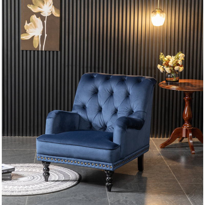 Garrett Velvet Armchair, Blue