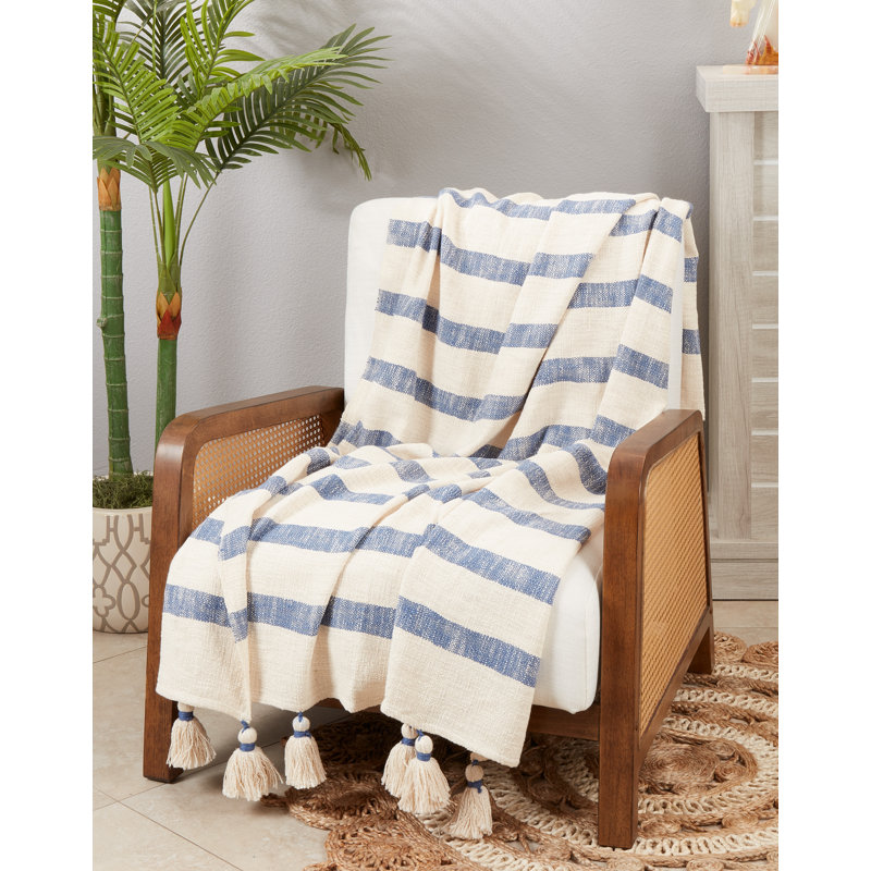 Hand Woven Throw Blanket, Blue