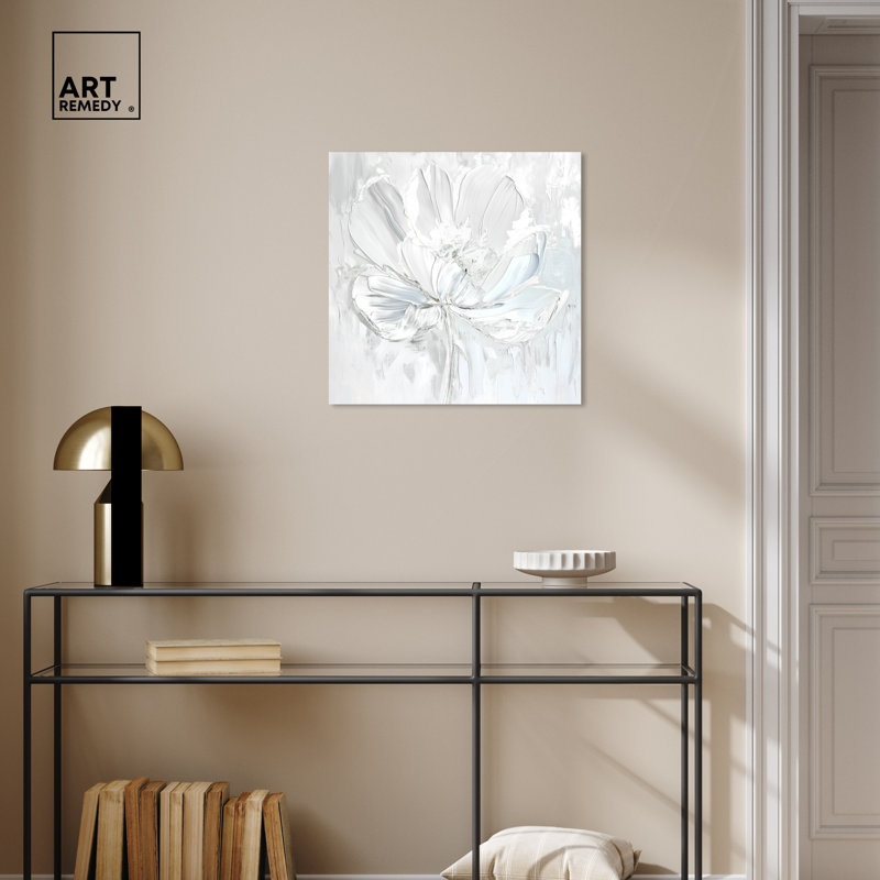 Off-White Magnolia Floral Canvas Wall Art, 20" x 20"