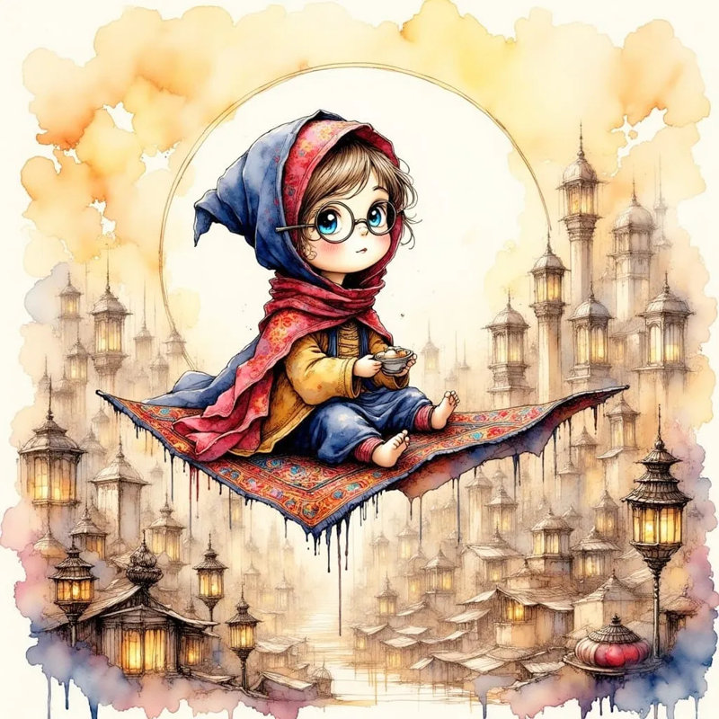 «Magic Carpet Journey - Enchanted Fantasy», reproduction d'art, H 30 po x l 30 po