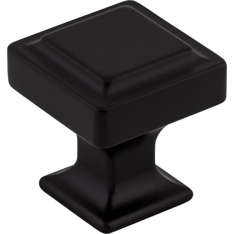 Ascendra Square Knob, Flat Black, 1 1/4" Length