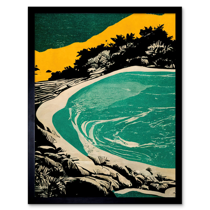 Beach Lagoon Abstract Marbled Seascape - Single Picture Frame Print
