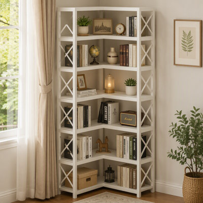 7-Tier Corner Bookshelf Corner Bookcase Storage Display Rack
