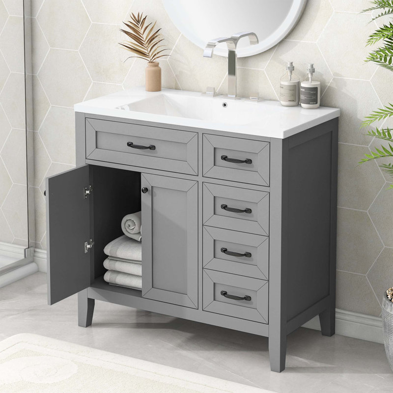 Ensemble de meuble-lavabo simple 35,98 po Fedra, Gris