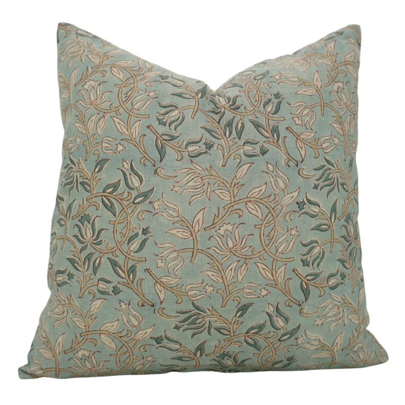 Housse de coussin décoratif décoratif Fabcline, coussin décoratif doux et durable pour canapé ou salon, Varmala, Bleu floral