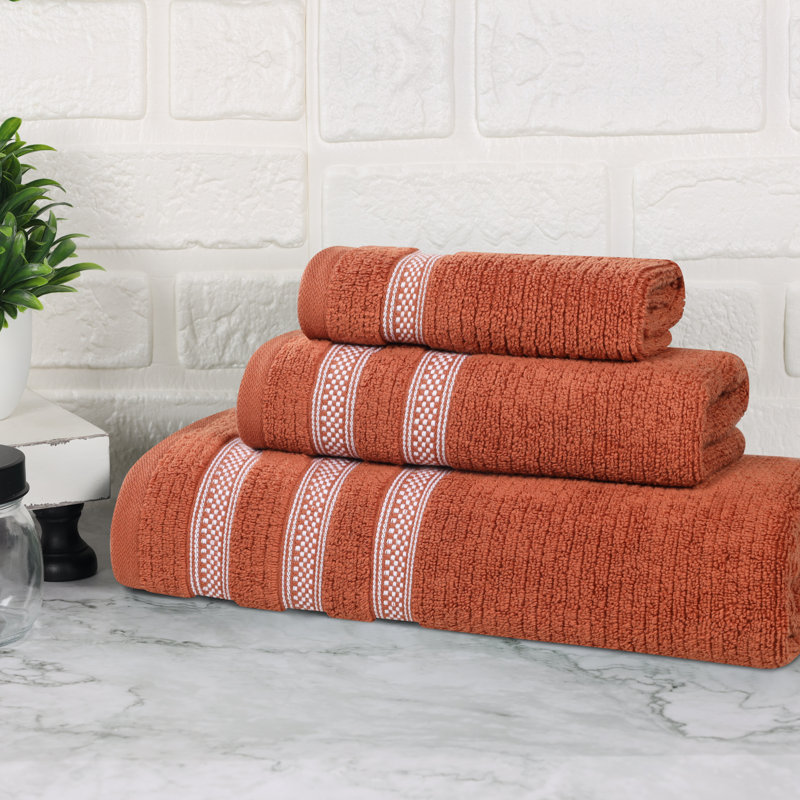 Ensemble de serviettes de bain 3 pièces Hershal, Rouille