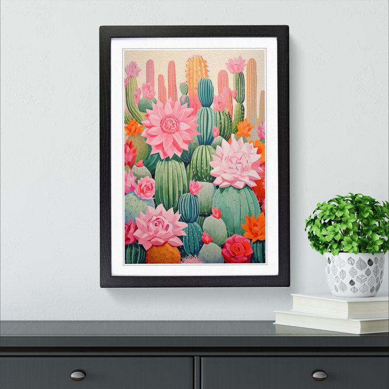 Cactus Abstract No.2 - Framed Print, Black Framed, 34cm H x 25cm W x 2cm D