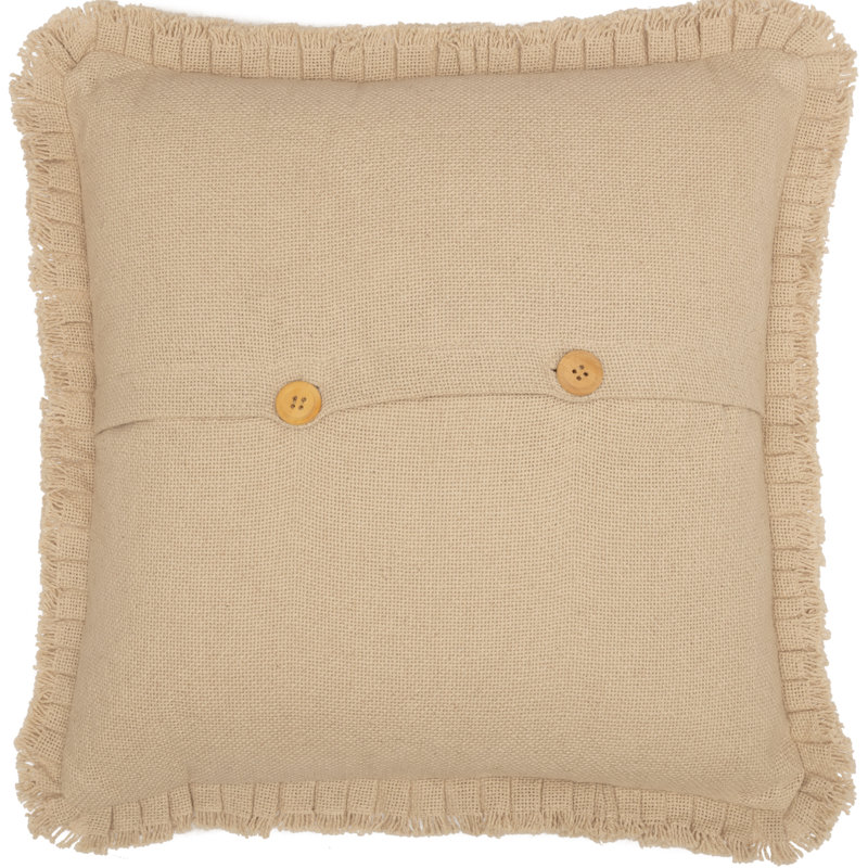 Burlap Natural Cotton Reversible Throw Pillow, Vintage Tan