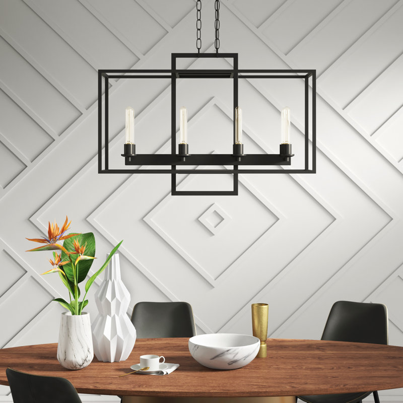 Luminaire suspendu rectangulaire à 8 lumières pour îlot de cuisine Mcnemar
