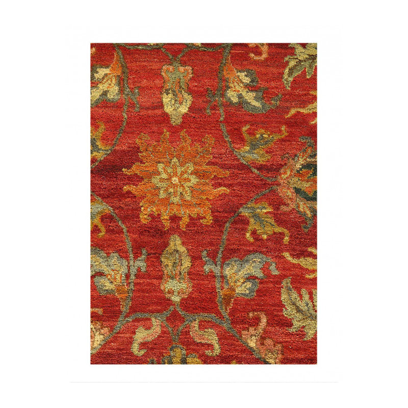 Tapis en laine d'agneau Fynlay de conception unique 6 pi x 9 pi 5 po rouille
