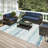 Chenille Washable Striped Indoor / Outdoor Rug-1269541508