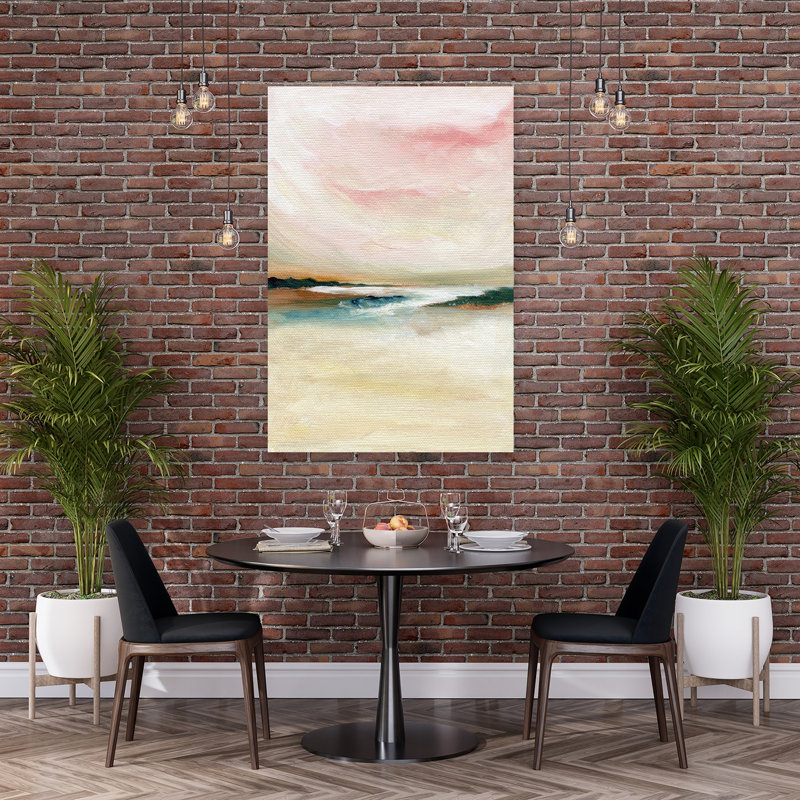 Abstract Pastel Seascape Abstract Dreamy Minimalist Coastal Wall Art Print 1 Piece Wrapped Canvas Wall Art