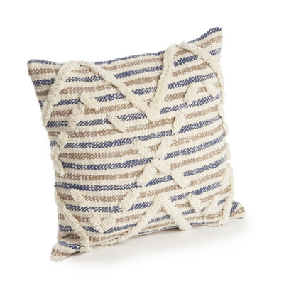 Textured Stripe Cotton Throw Pillow